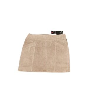 Dictionary 100% Leather Suede Mini Skirt Beige Neutral Classic Soft | Size Small